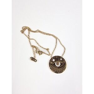 18" 18k Gold Plated S. Steel Celestial Evil Eye Sun‎ Moon Coin Pendant Necklace